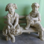 Boy and Girl on Bench Garden Ornaments